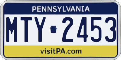 PA license plate MTY2453