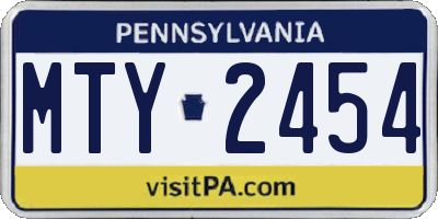 PA license plate MTY2454
