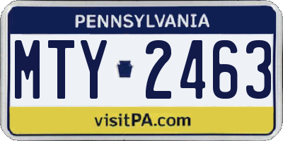PA license plate MTY2463