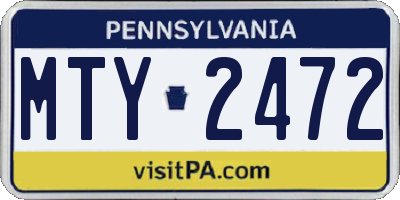 PA license plate MTY2472