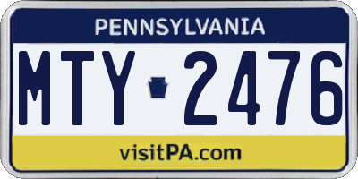 PA license plate MTY2476