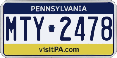 PA license plate MTY2478
