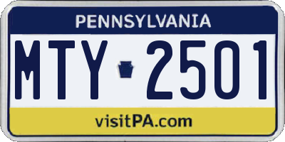 PA license plate MTY2501