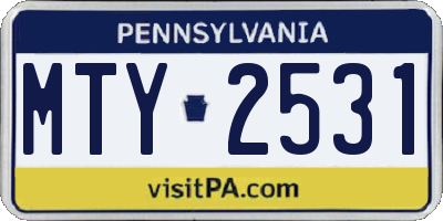PA license plate MTY2531