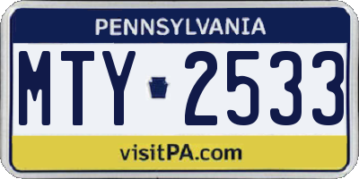 PA license plate MTY2533