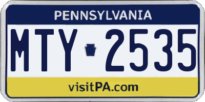 PA license plate MTY2535
