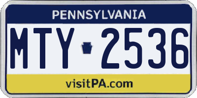 PA license plate MTY2536