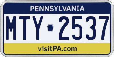 PA license plate MTY2537
