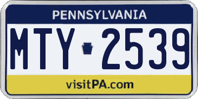 PA license plate MTY2539