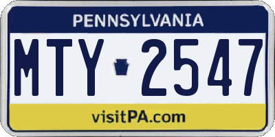PA license plate MTY2547