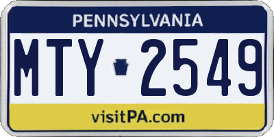 PA license plate MTY2549