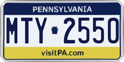 PA license plate MTY2550