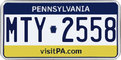 PA license plate MTY2558