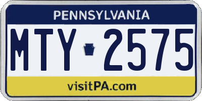 PA license plate MTY2575