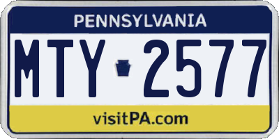 PA license plate MTY2577