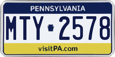 PA license plate MTY2578