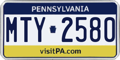 PA license plate MTY2580