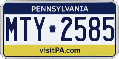 PA license plate MTY2585