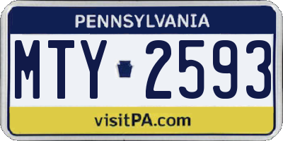 PA license plate MTY2593