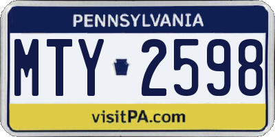 PA license plate MTY2598