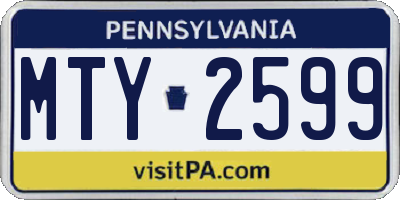 PA license plate MTY2599