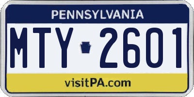 PA license plate MTY2601