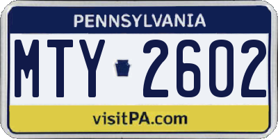PA license plate MTY2602