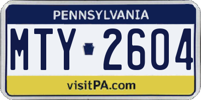 PA license plate MTY2604