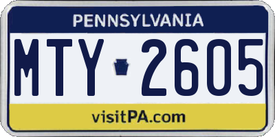 PA license plate MTY2605