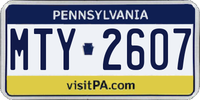 PA license plate MTY2607