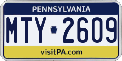 PA license plate MTY2609