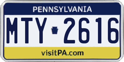 PA license plate MTY2616