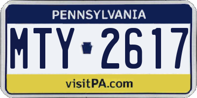 PA license plate MTY2617