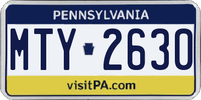 PA license plate MTY2630