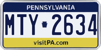 PA license plate MTY2634