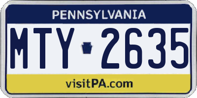PA license plate MTY2635