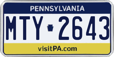 PA license plate MTY2643