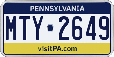 PA license plate MTY2649