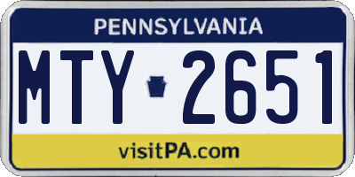 PA license plate MTY2651