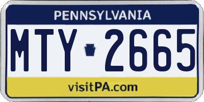PA license plate MTY2665