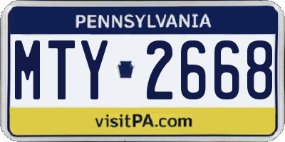 PA license plate MTY2668