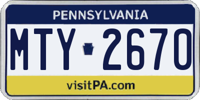 PA license plate MTY2670