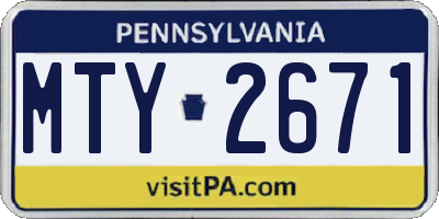 PA license plate MTY2671