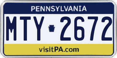 PA license plate MTY2672