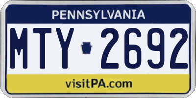 PA license plate MTY2692