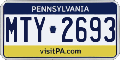 PA license plate MTY2693