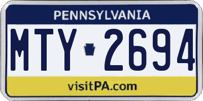 PA license plate MTY2694