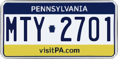 PA license plate MTY2701