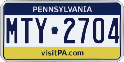 PA license plate MTY2704