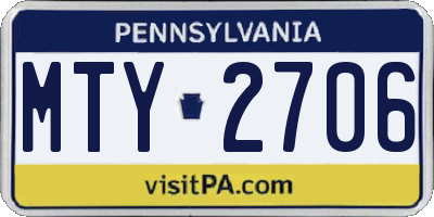PA license plate MTY2706